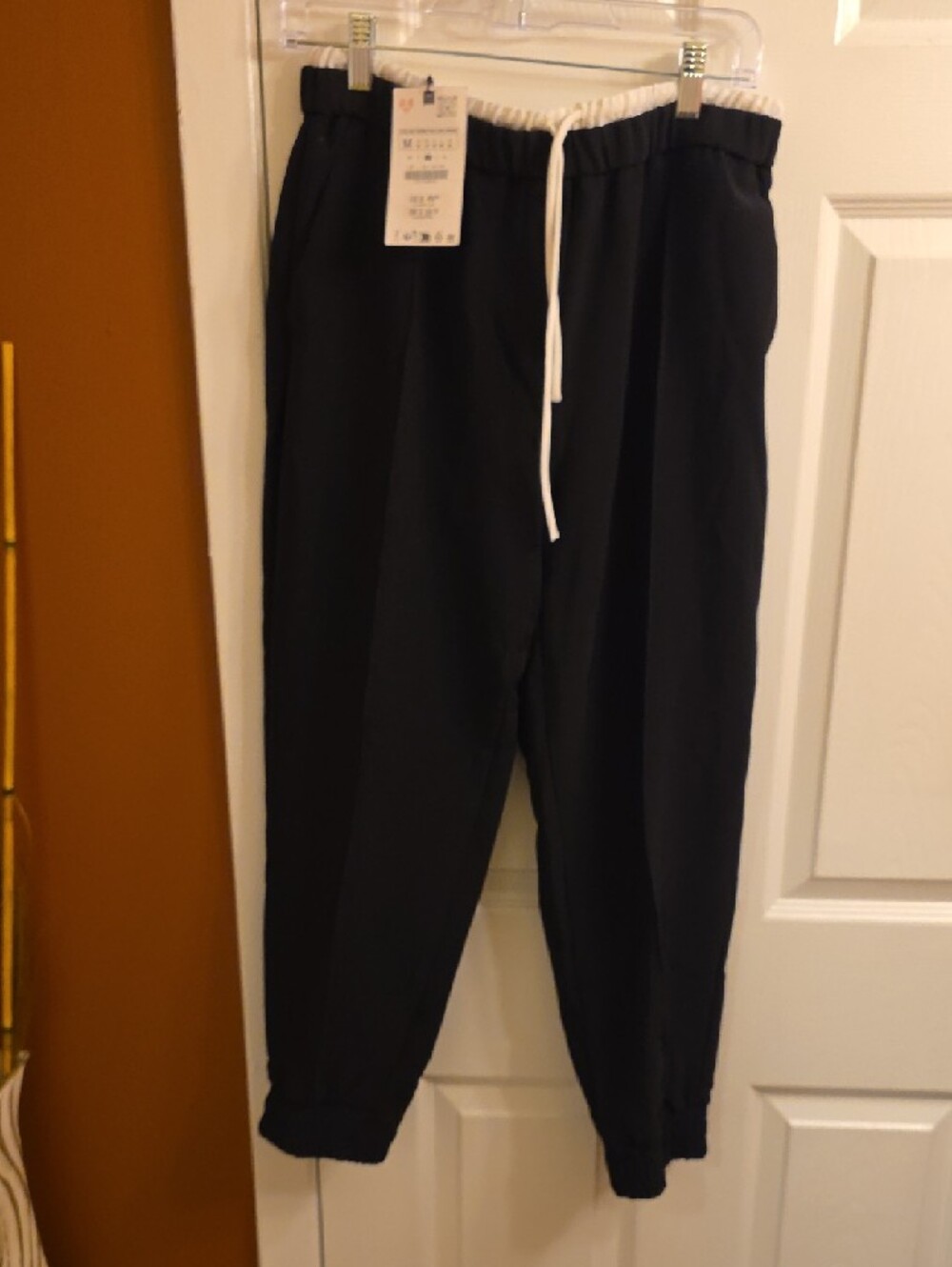 ZARA Navy Jogger Sweatpants with White Drawstring - Picture 4 of 9